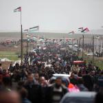 crowds of Palestinian demonstrators