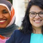 Ilhan Omar (l), and Rashida Tlaib, the first Muslim women elected to the US Congress.