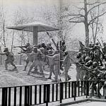 Ohio National Guard troops firing at student protesters