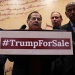 Jerry Nadler behind poster reading hashtag Trump for Sale