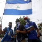 demonstrators with Nicaraguan flag