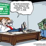 Cartoon about management's bad attitude toward job safety