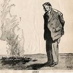 Cartoon of Herbert Hoover staring glumly at the ashes of John Parker's Supreme Court nomination