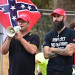 Members of the Proud Boys, a right-wing extremist group, at a rally in defense of a Confederate monument.
