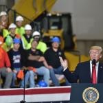 Trump giving speech to hard hats workers