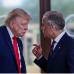 Photo of Trump talking to Prime Minister of Canadian