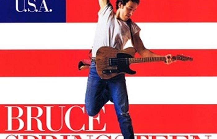 The cover of the jacket for Bruce Springsteen's single, "Born In the U.S.A"