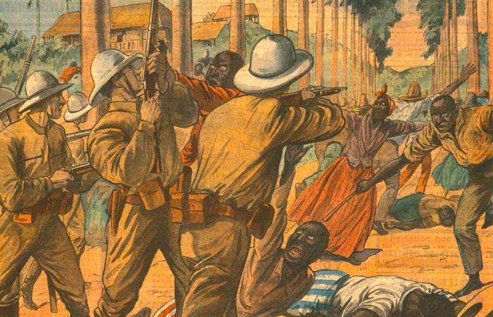 U.S. Marines firing on unarmed Haitian demonstrators