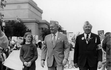 John Sweeney with others at a march. 