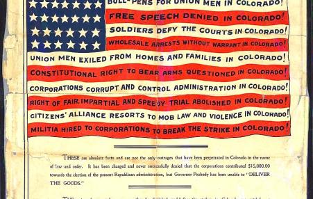 Western Federation of Miners poster, "Is Colorado in America?"