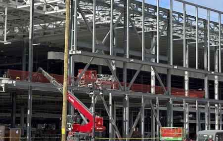 Photo of a factory being constructed. 