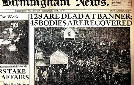 Newspaper headline: 128 killed in Banner Mine