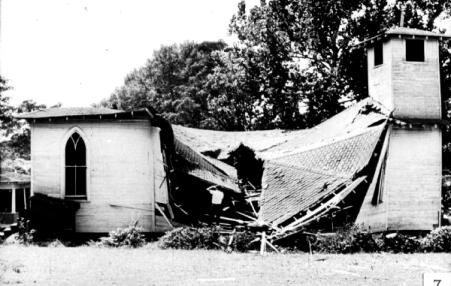 Church in McComb, Mississippi, after it was destroyed by a bomb in 1964