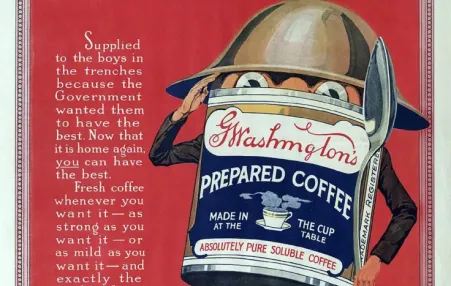 Washington's Coffee's enormous success amongst American soldiers overseas was central to its marketing even after the war had ended. 