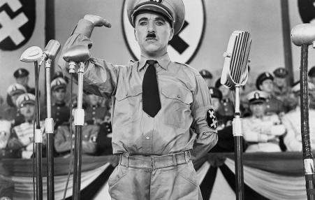 Charlie Chaplin impersonating Adolf Hitler