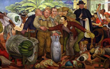 Mural by Diego Rivera depicting the CIA's 1954 overthrow of Guatemala's government
