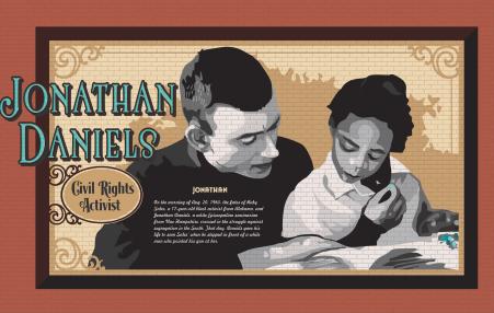 Wall mural of Student Nonviolent Coordinating Committee activist (and murder victim) Jonathan Daniels
