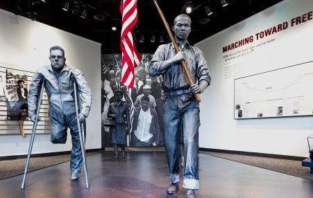 Photo of a multi-media exhibit concerning the Selma-to-Montgomery voting rights march