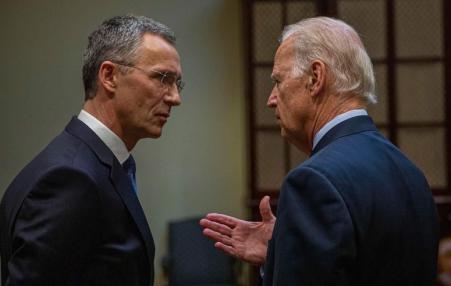 NATO Secretary General Jens Stoltenberg and then US Vice-President Joe Biden in 2016. 