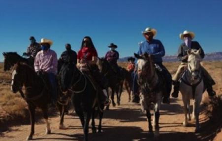 Navajo citizens riding to cast their votes in Keyenta, Ariz. 