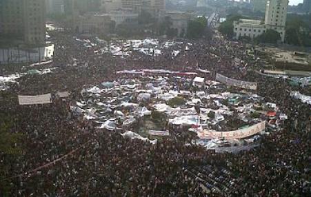 Hundreds of thousands of protestors in Cairo’s Tahrir Square on February 8, 2011. 