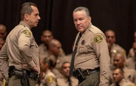 Los Angeles County Sheriff Alex Villanueva (right).