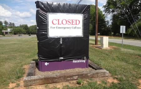 “Closed” sign at North Carolina’s Yadkin Valley Community Hospital.