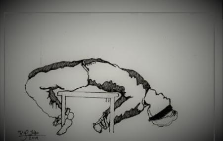 drawing of "banana" torture position