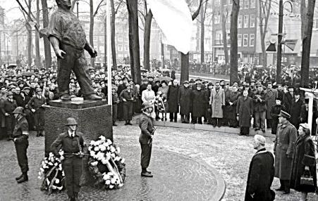 Unveiling of De Dokwerker statue in Amsterdam