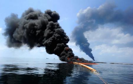 "controlled burn" of oil spill