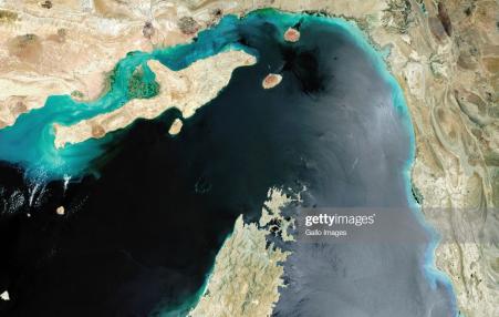 arial photo of Strait of Hormuz