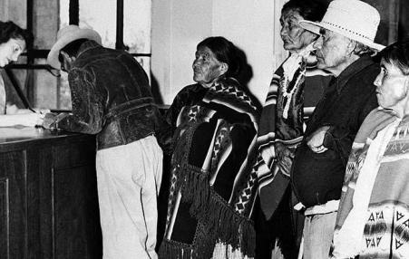 Diné (Navajo) voters registering to vote in 1948. 