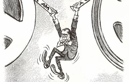 Cartoon of Richard Nixon losing the White House tapes cover-up