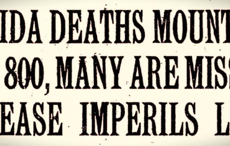 Newspaper headline: Florida Deaths Mounting