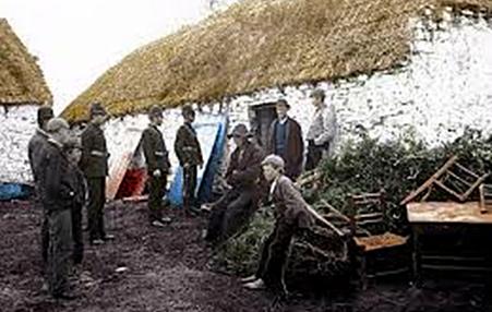 Police evicting a family of farmers in Ireland during the 19th century