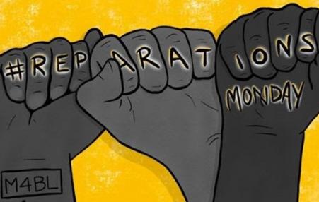 fists spelling reparations
