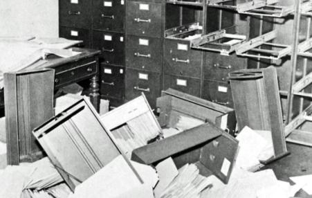 A thoroughly ransacked draft board office