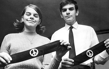 Two of the students who had been vindicated by the Supreme Court holding the offending armbands