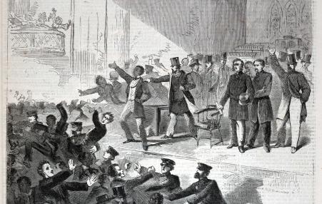 1860 Harpers Weekly illustration showing Boston abolitionists under attack 