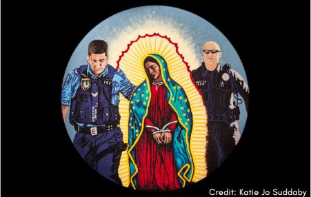 graphic with Virgen and cops